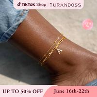Turandoss Initial Ankle Bracelets for Women – Plus Size Friendly & Adjustable, Waterproof,  Layered Anklet Set, Stackable S...