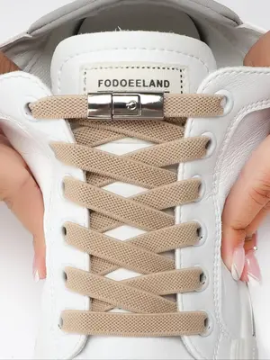 Simple Plain No Tie Shoelaces, Casual Versatile White Shoes Laces, Shoes Accessories for Skate Shoes, Sneakers, Back To Sc...