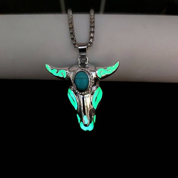 Alloy Ox Head Pendant Necklace with Stainless Steel Chains