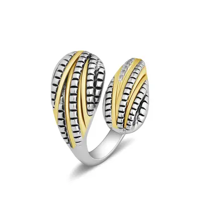 Mytys Two Tone Statement Double End Ring Women's Wire Interwoven Design Ring Jewelry Intricate Unique Modern Versatile Crafts...