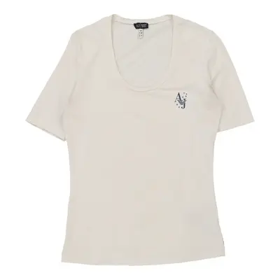 Armani Jeans T-Shirt - Medium White Cotton Blend | Size: medium