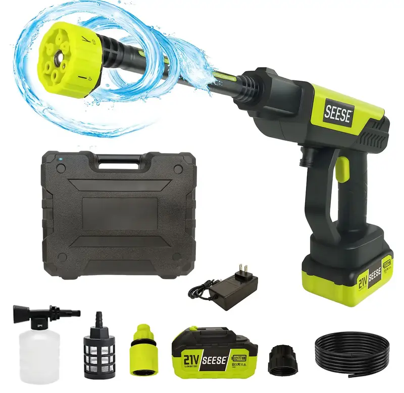SEESE Cordless Pressure Washer and Single Port Charger Base, Bottle Portable Washer for Car,Home Cleaning & Garden Watering