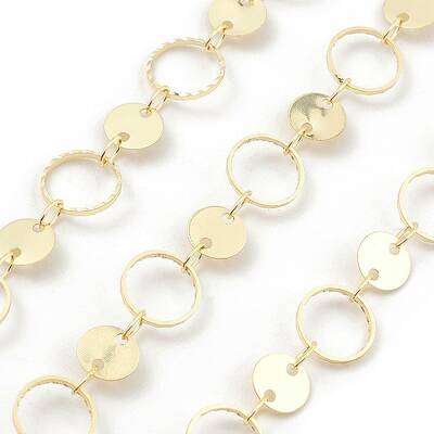 Brass Ring & Flat Round Link Chains
