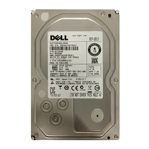 GCHH1 Dell 4TB 6Gb/s SATA 7200 3.5-inch 64MB Hard Drive