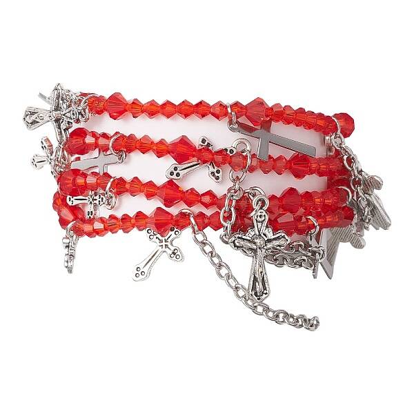 Red Glass Multi-Strand Beaded Bracelets