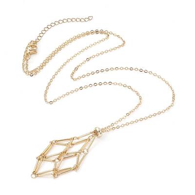 Brass Macrame Pouch Empty Stone Holder for Pendant Necklaces Making