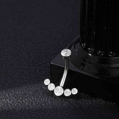 304 Stainless Steel Clear Cubic Zirconia Curved Barbell Belly Button Rings