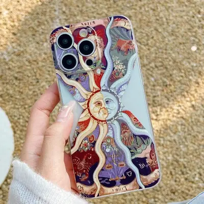 Sun Chart Pattern Phone Case, Decorative Phone Protector Cover, Phone Accessories Compatible With iPhone 11 12 13 14 15 Pro M...