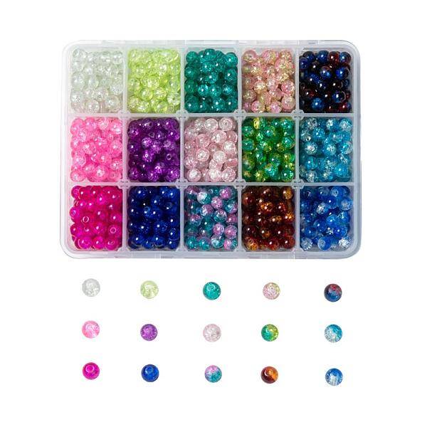 Spray Painted Crackle Glass Beads Strands