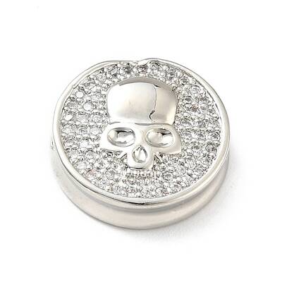 Brass Micro Pave Clear Cubic Zirconia Beads