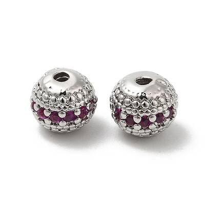 Brass Micro Pave Cubic Zirconia Beads