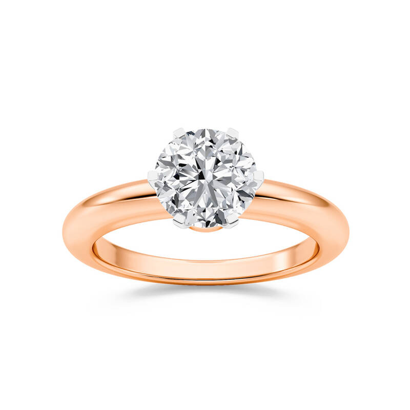 Ember Bloom Two Toned Round Lab Grown Diamond Engagement Ring | 18K Rose-White Gold 1 CT. TW.