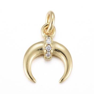 Brass Micro Pave Clear Cubic Zirconia Charms