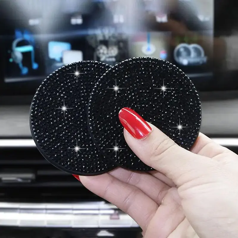 Rhinestone Car Cup Holder Coaster, Anti-slip Car Cup Holder Pad, Waterproof Car Interior Accessories for Car Cup Holder