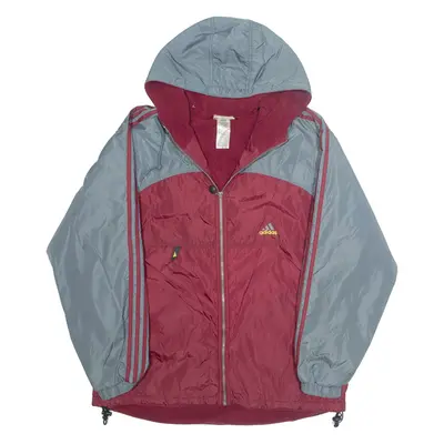 ADIDAS Mens Rain Jacket Grey Nylon Hooded L