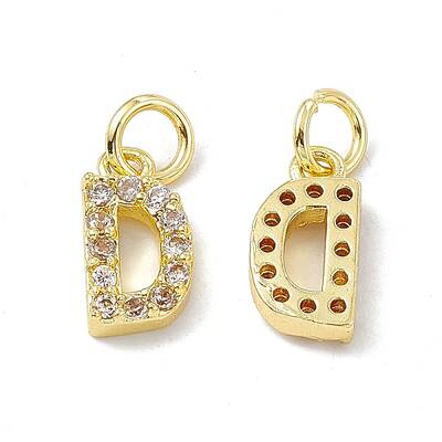 Real 18K Gold Plated Brass Micro Pave Clear Cubic Zirconia Charms