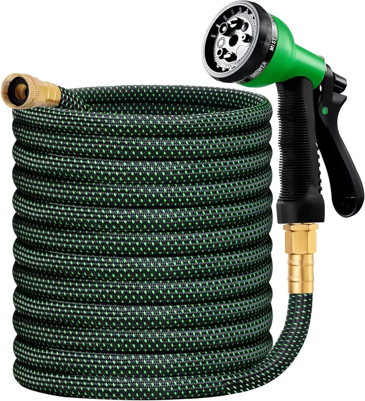 Expandable Garden Hose with Nozzle 100/75/50/25 Ft, Ultra Lightweight Flexible Water Hose, Leak-Proof, High-Density Fabric,fo...