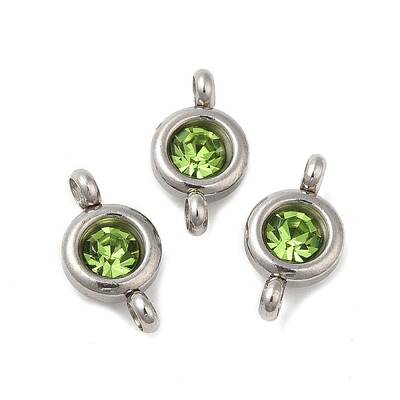 304 Stainless Steel Single Rhinestone Connector Charms