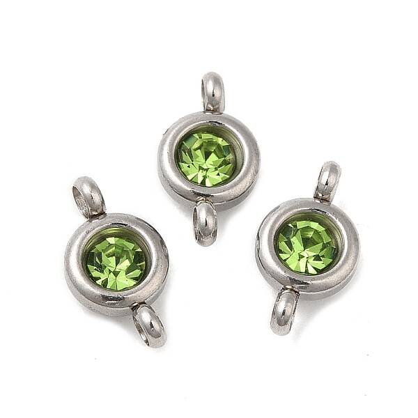 304 Stainless Steel Single Rhinestone Connector Charms