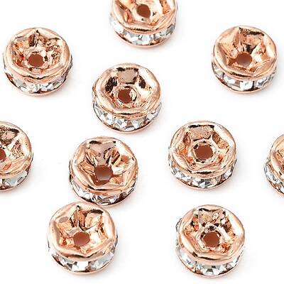 Brass Rhinestone Spacer Beads