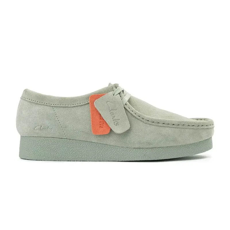 Clarks Wallabee Evo Suede Women's Lace Up Shoes - Light Green - Size:US 8 Women