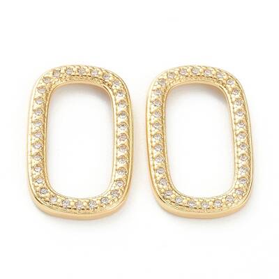Brass Micro Pave Cubic Zirconia Linking Rings