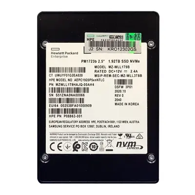 P08863-001 HP 1.92TB NVMe Read Intensive 2.5-Inch Solid State Drive