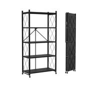 Lifetime Home Metal Foldable Storage Shelf Rack - Collapsible Shelving Display, Lightweight & Waterproof, Black, Space-Saving...