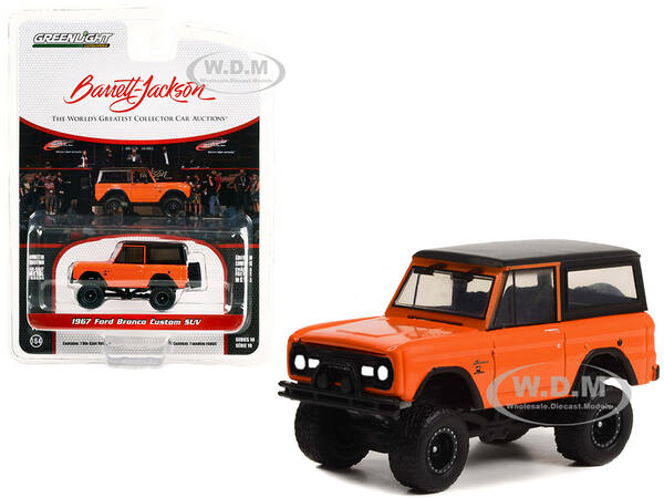 1967 Ford Bronco Custom Orange with Black Top (Lot 1267) Barrett-Jackson Scottsdale Edition Series 10 1/64 Diecast Model Car ...