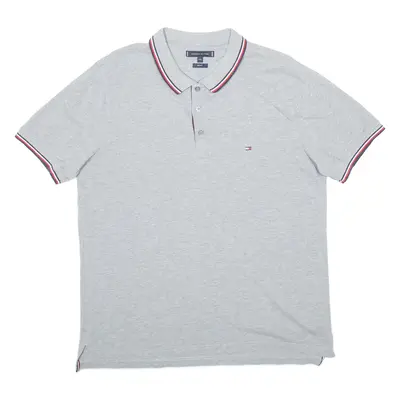 TOMMY HILFIGER Mens Polo Shirt Grey 2XL