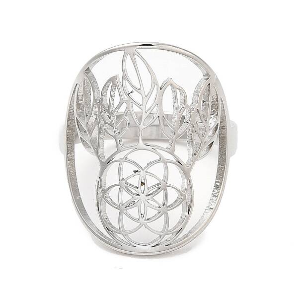 Non-Tarnish 304 Stainless Steel Woven Net/Web with Feather Adjustable Ring for Women