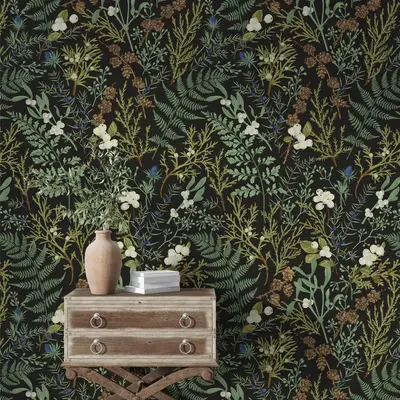Retro Leaf & Flower Pattern Wallpaper, Self-adhesive Vintage Wallpaper, Diy Decorative Wallpaper for Home Living Room Bedroom...
