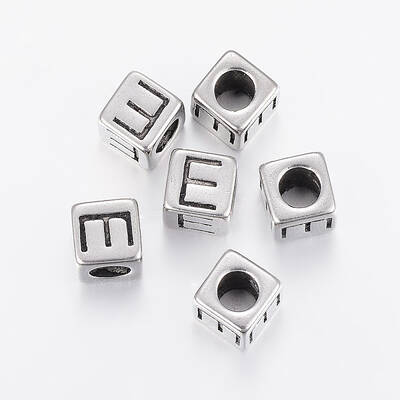 304 Stainless Steel Large Hole Letter European Beads