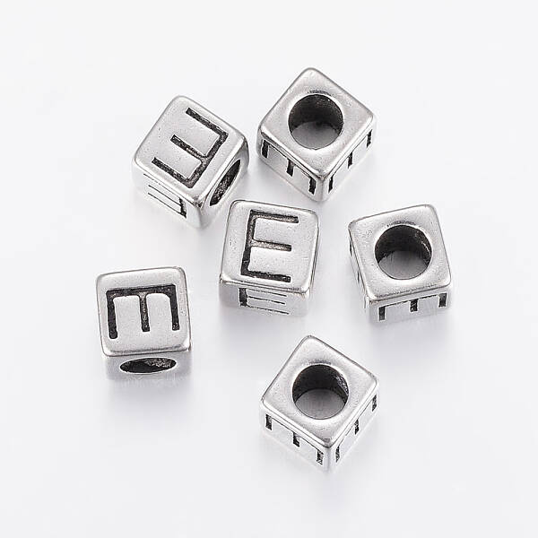 304 Stainless Steel Large Hole Letter European Beads