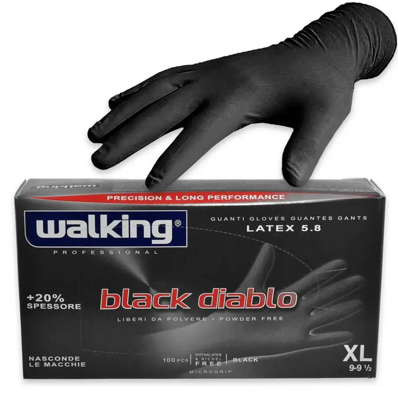 Latex gloves 5.8 black diablo walking 100 pieces size xl