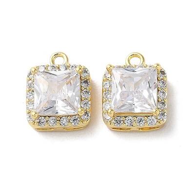 Brass Micro Pave Cubic Zirconia Charms