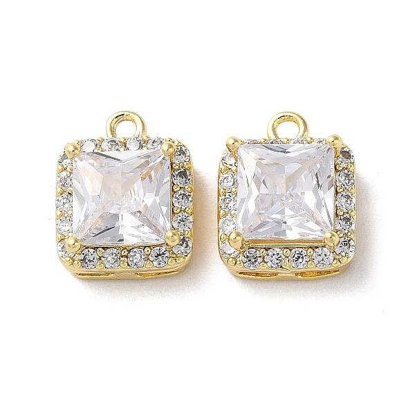 Brass Micro Pave Cubic Zirconia Charms
