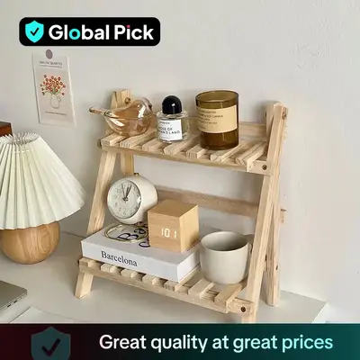 Wooden Desktop Storage Rack, 1 Count Double Layer Desk Organizer, Desk Storage Shelf for Home Office, Summer Home Decor Shelf