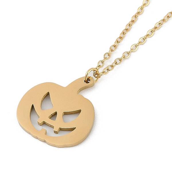 Halloween Series 202 Stainless Steel Cable Chain Pumpkin Pendant Necklaces