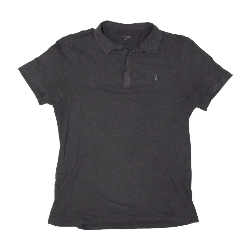 ALL SAINTS Polo Shirt Grey Short Sleeve Mens M