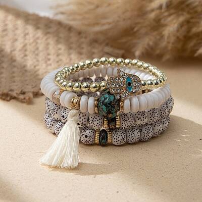 Bohemian Glass Beaded Stretch Bracelet Sets