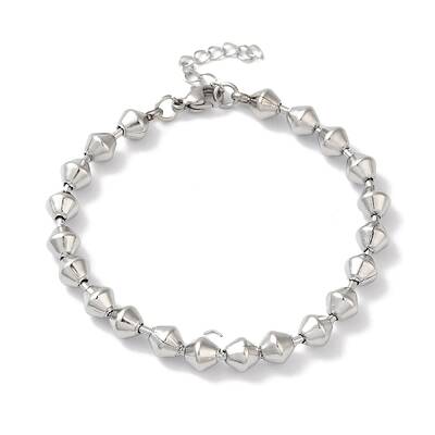 Non-Tarnish 304 Stainless Steel Bicone Beaded Bracelets for Women