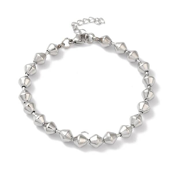 Non-Tarnish 304 Stainless Steel Bicone Beaded Bracelets for Women