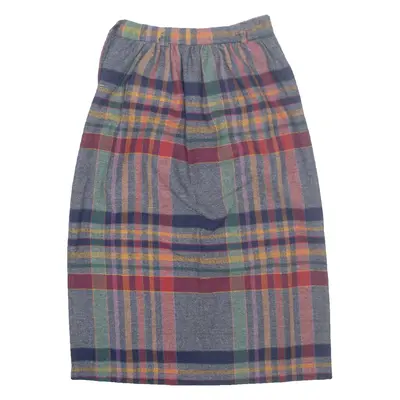 Womens Straight Skirt Grey Midi Wool Check XXS