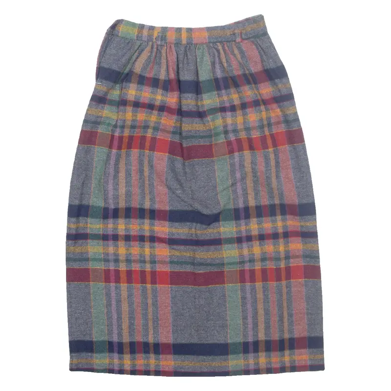 Womens Straight Skirt Grey Midi Wool Check XXS