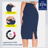 THE GYM PEOPLE Women's High Waist Tummy Control Pencil Skirt - Stretchy Bodycon Midi Skirt with Back Slit, Office to Party Ve...