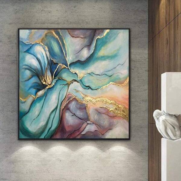 Abstract Living Room Wall Art Large Abstract Original Painting Colorful Painting Gold Painting Oil Abstract Artwork Oil Canva...