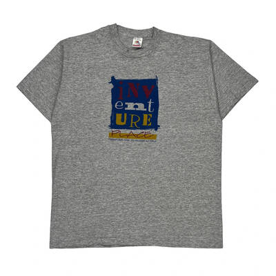 Single Stitch Fruit Of The Loom Graphic T-Shirt - XL Grey Cotton Blend