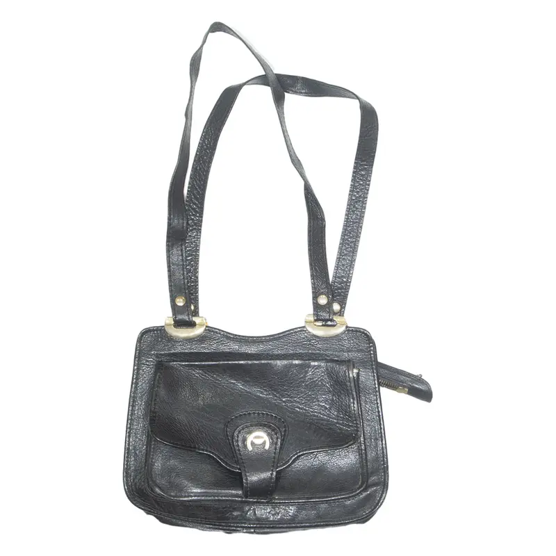 Womens Shoulder Bag Black Leather 90s