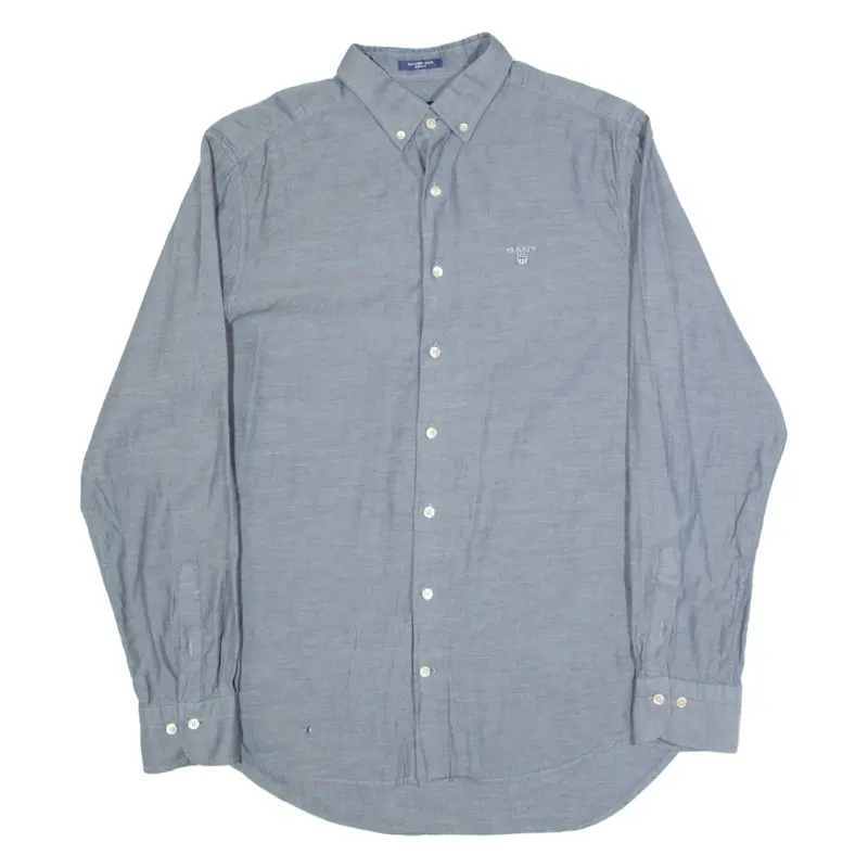 GANT Mens Plain Shirt Grey Long Sleeve M